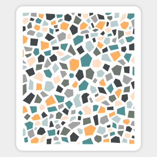 Terrazzo Tile Pattern, Grey, Green and Orange Sticker